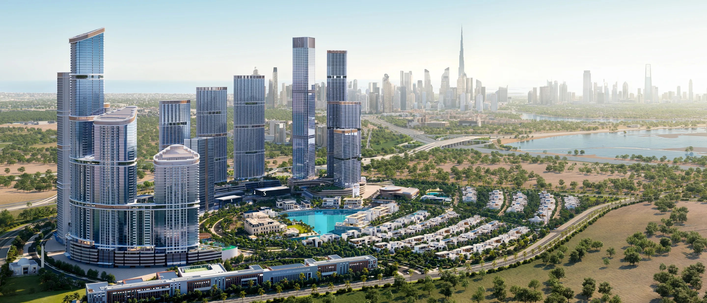 Sobha Hartland skyline with Burj Khalifa
