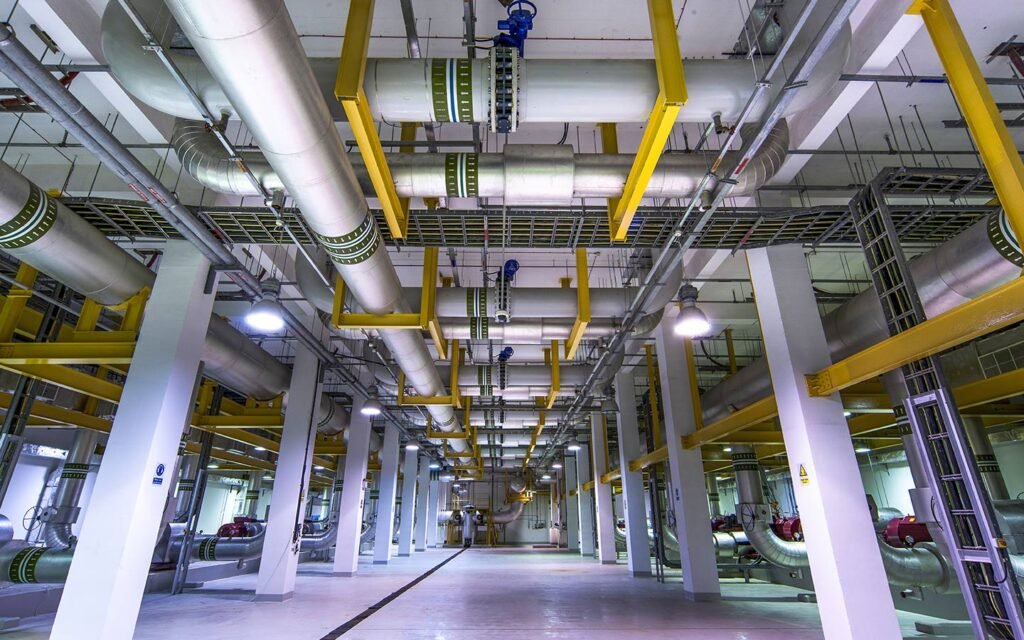 District cooling chilled water plant room